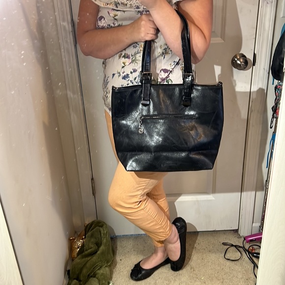 💗👛DESIGNER HANDBAG PURSE👛💗BAG BIG HUGE LARGE NWOT BLACK LEATHER👀LOOK - Picture 14 of 14